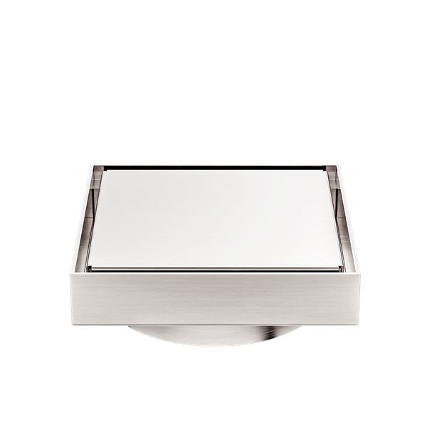 Nero 130mm Square Tile Insert Floor Waste 100mm Outlet Brushed Nickel NRFW008BN Shower Grate Nero
