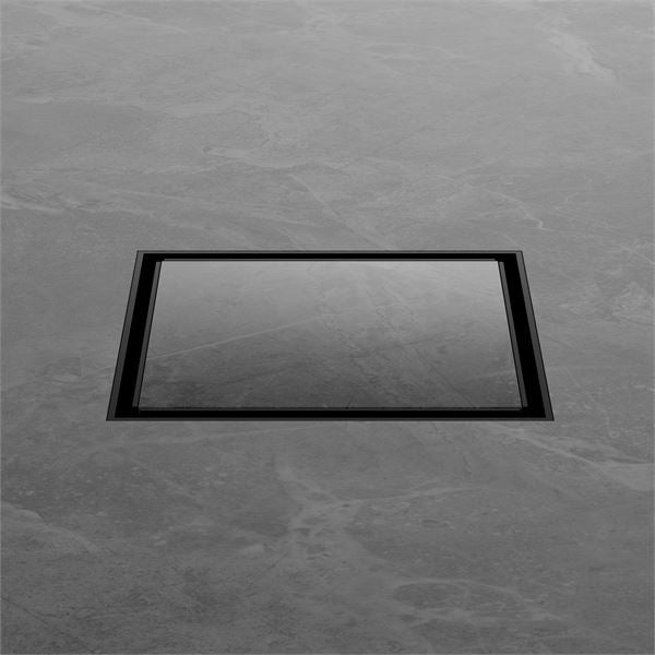 Nero 130mm Square Tile Insert Floor Waste 100mm Outlet Matte Black NRFW008MB Shower Grate Nero