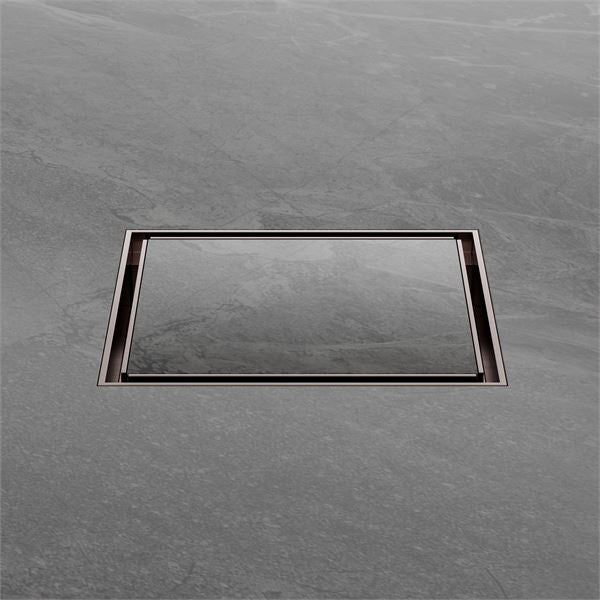 Nero 130mm Square Tile Insert Floor Waste 80mm Outlet Brushed Bronze NRFW007BZ Shower Grate Nero