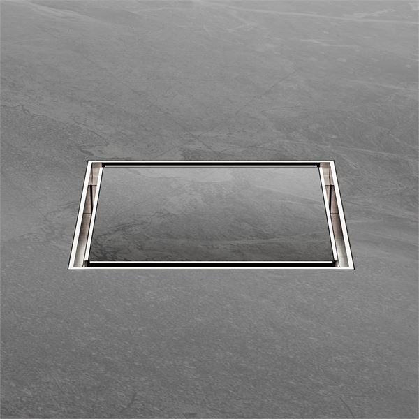 Nero 130mm Square Tile Insert Floor Waste 80mm Outlet Brushed Nickel NRFW007BN Shower Grate Nero