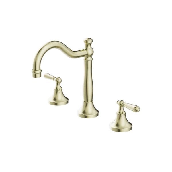 Nero YORK BASIN SET WITH METAL LEVER AGED BRASS Tapware Nero