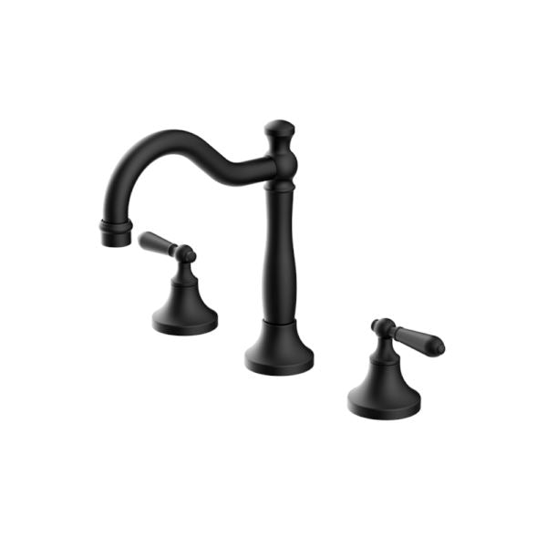 Nero York Basin Set with Metal Lever Matt Black Tapware Nero
