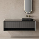 Noir 1200mm Wall Hung Bathroom Vanity Carbon Fiber Black Vanities & Mirrors Arova