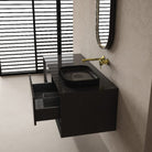 Noir 1200mm Wall Hung Bathroom Vanity Carbon Fiber Black Vanities & Mirrors Arova