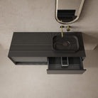 Noir 1200mm Wall Hung Bathroom Vanity Carbon Fiber Black Vanities & Mirrors Arova
