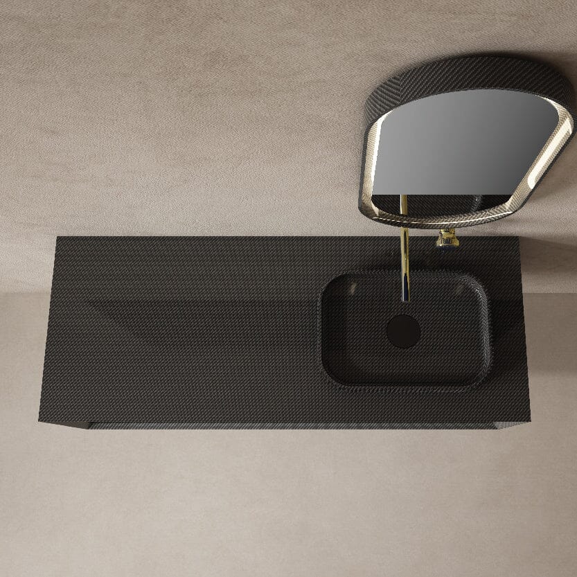 Noir 1200mm Wall Hung Bathroom Vanity Carbon Fiber Black Vanities & Mirrors Arova