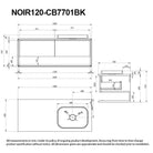 Noir 1200mm Wall Hung Bathroom Vanity Carbon Fiber Black Vanities & Mirrors Arova