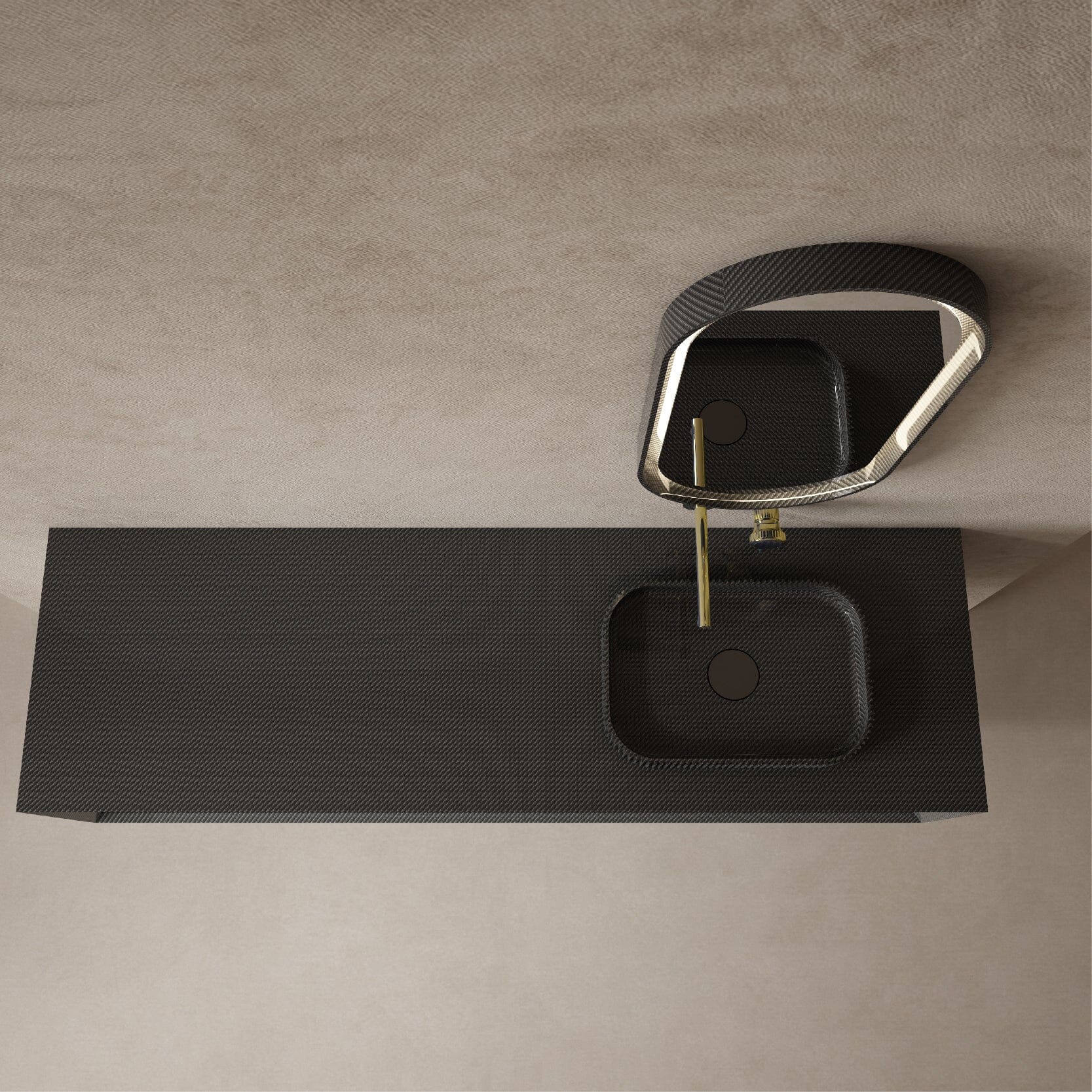 Noir 1600mm Carbon Fiber Wall Hung Bathroom Vanity Unit with Basin Vanities & Mirrors AROVA