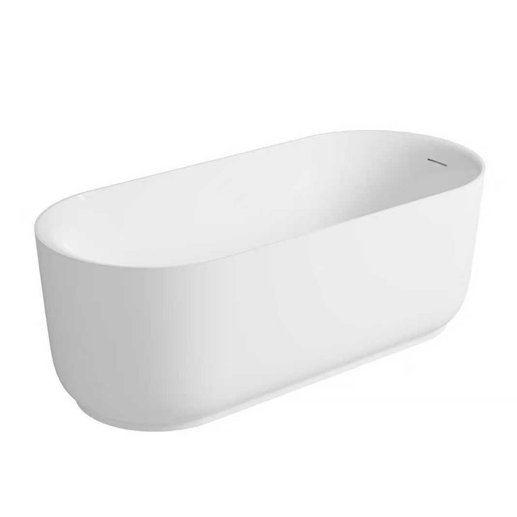 Nola 1500mm Ergonomic Freestanding Bath with Overflow Gloss White Baths Arova
