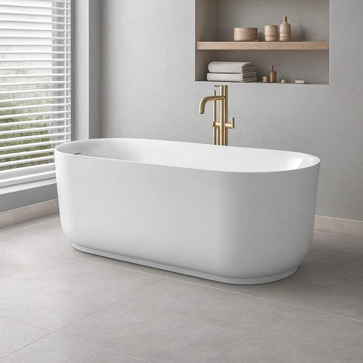 Nola 1500mm Freestanding Bath with Overflow Gloss White Baths Arova