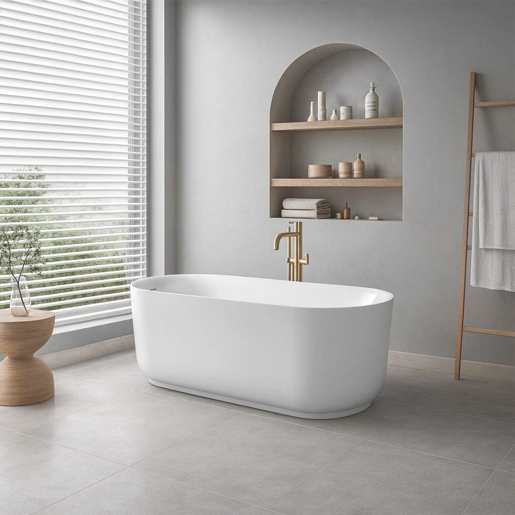 Nola 1500mm Freestanding Bath with Overflow Matte White Baths Arova
