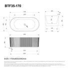 OPAL 1700mm V-Groove Fluted Oval Free Standing Bathtub Gloss White Baths AROVA