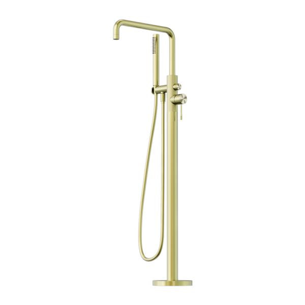 OPAL FREESTANDING BATH MIXER WITH HAND SHOWER BRUSHED GOLD NR251903aBG NERO Tapware Nero