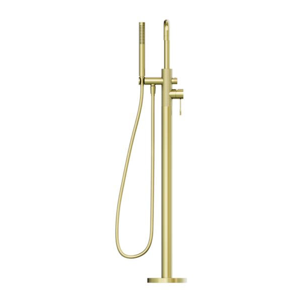 OPAL FREESTANDING BATH MIXER WITH HAND SHOWER BRUSHED GOLD NR251903aBG NERO Tapware Nero