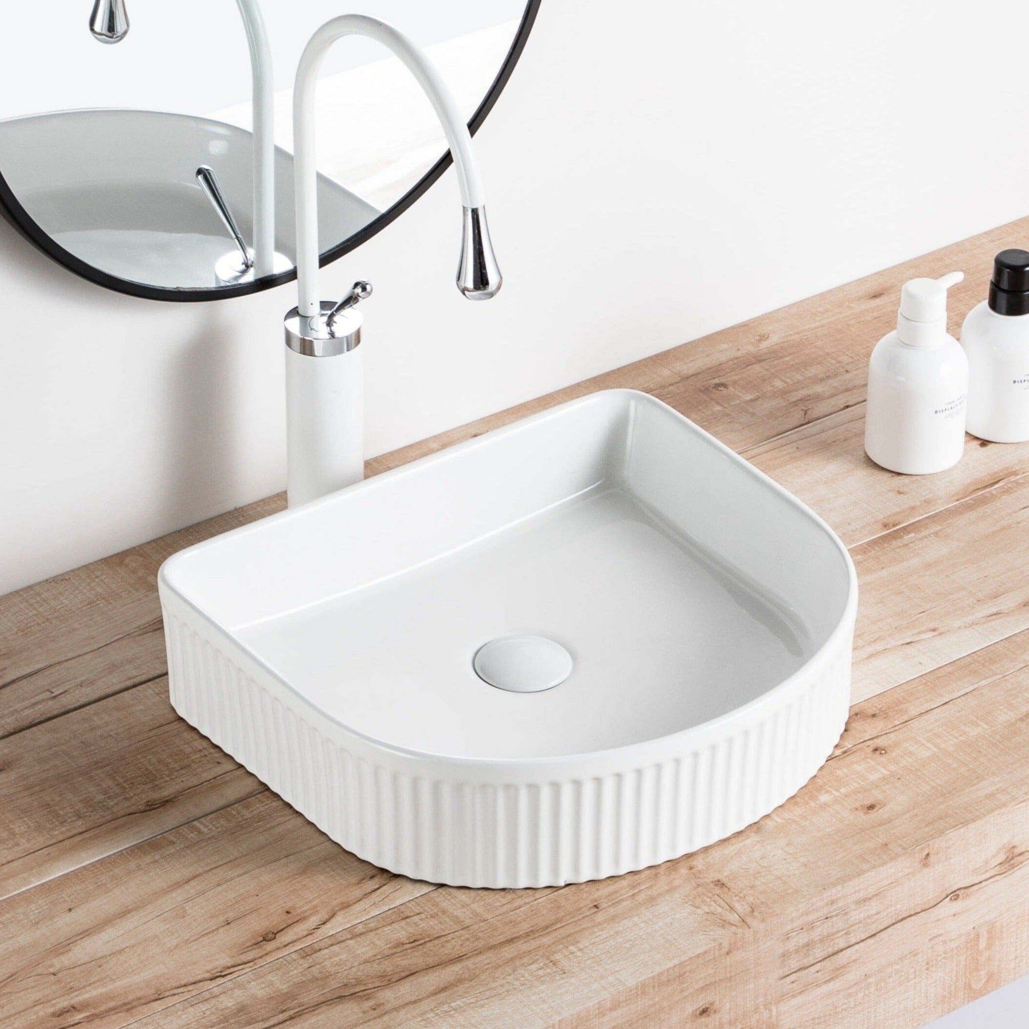Ori 41 Arch Basin Fluted Above Counter Gloss White Basins Arova