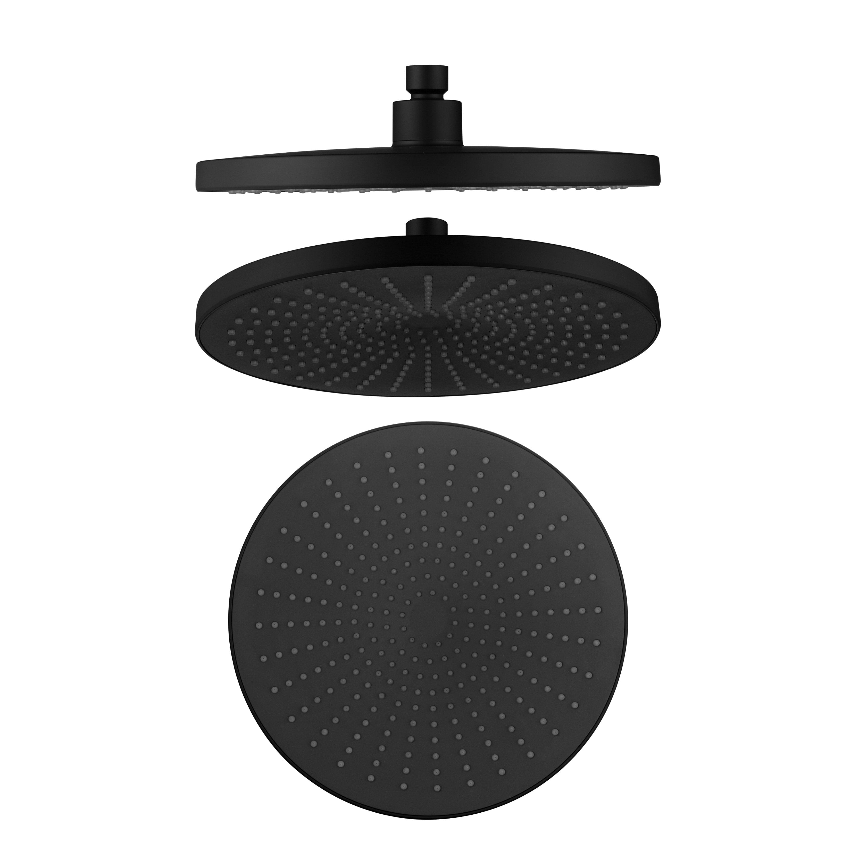 Orio Air Rain Shower Head Rose Matte Black 250mm Showers Arova