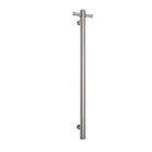 ORIO Round Vertical Heated Towel Rail Single Brushed Nickel Accessories Arova