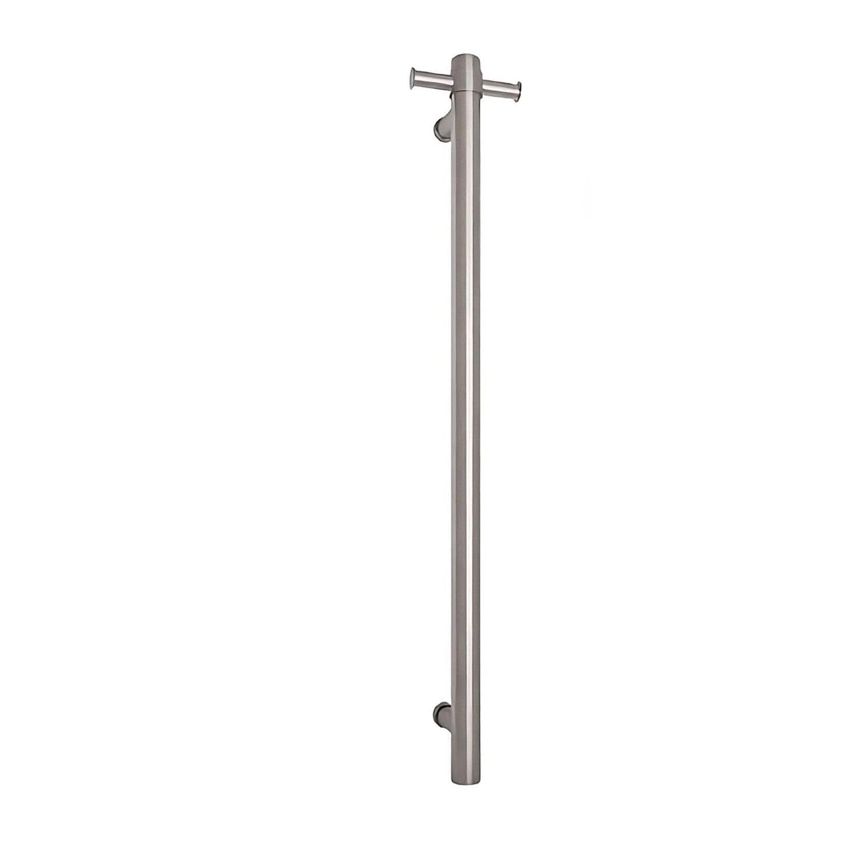 ORIO Round Vertical Heated Towel Rail Single Brushed Nickel Accessories Arova