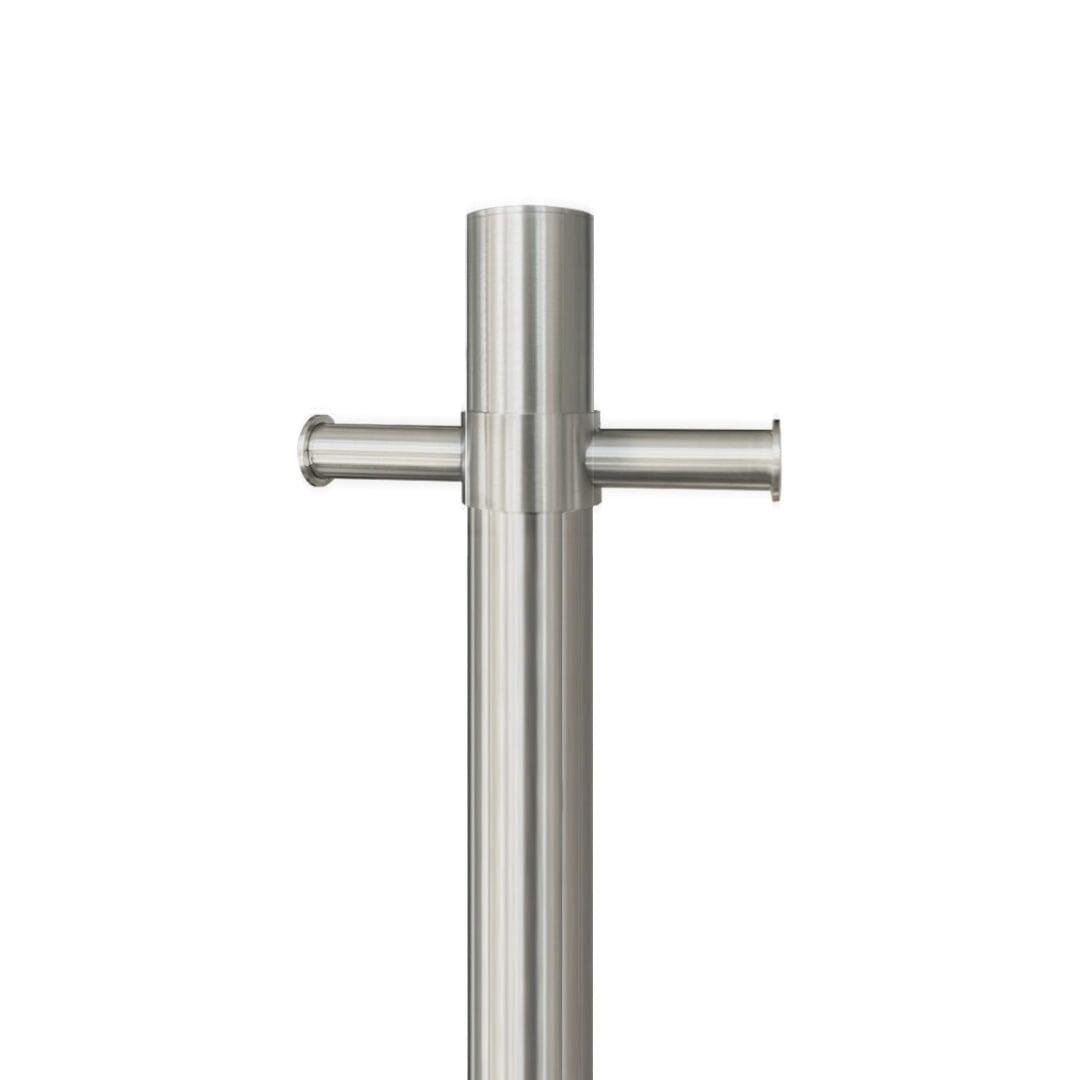 ORIO Round Vertical Heated Towel Rail Single Brushed Nickel Heated Towel Rails Arova