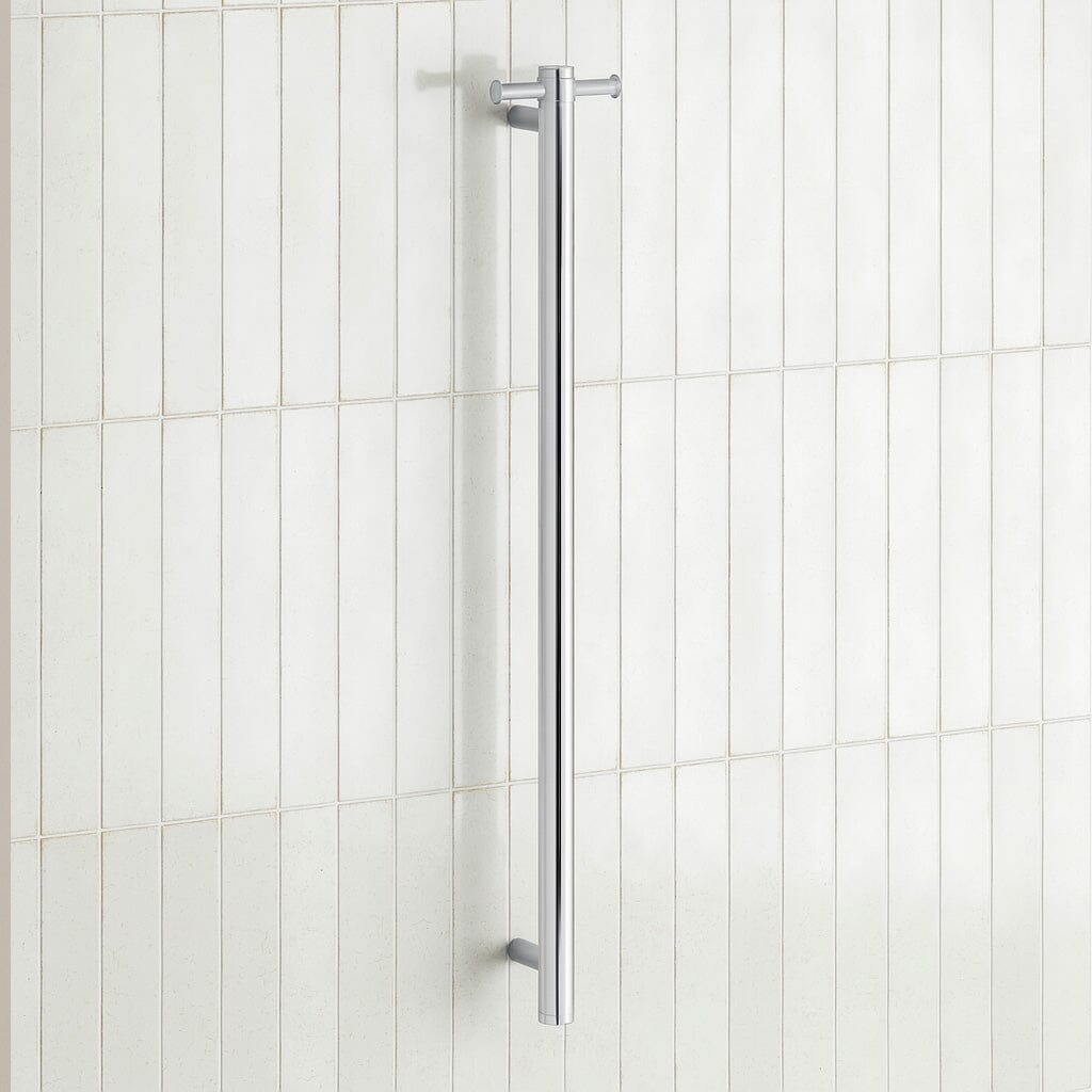 ORIO Round Vertical Heated Towel Rail Single Chrome Heated Towel Rails Arova