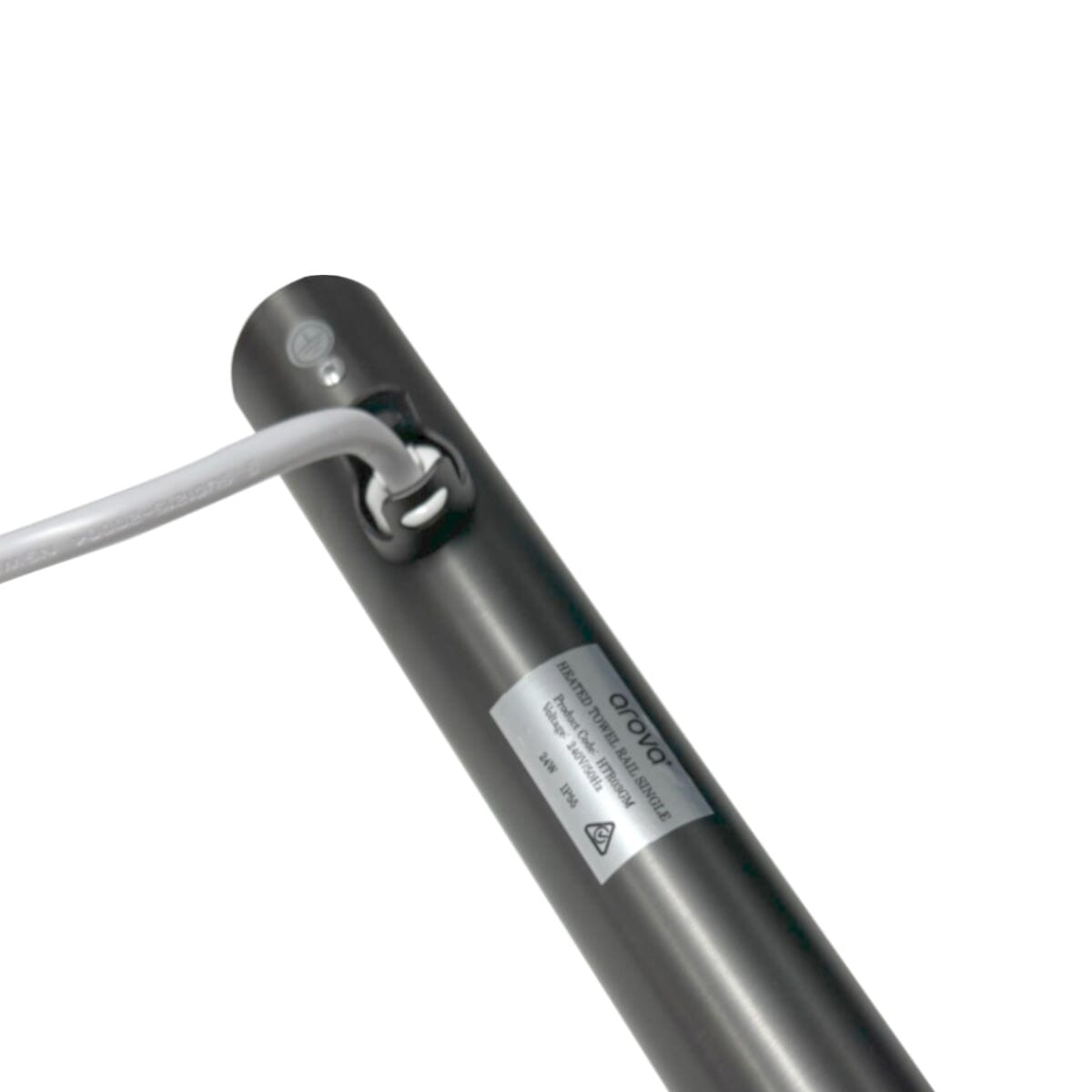 ORIO Round Vertical Heated Towel Rail Single Gunmetal Heated Towel Rails Arova