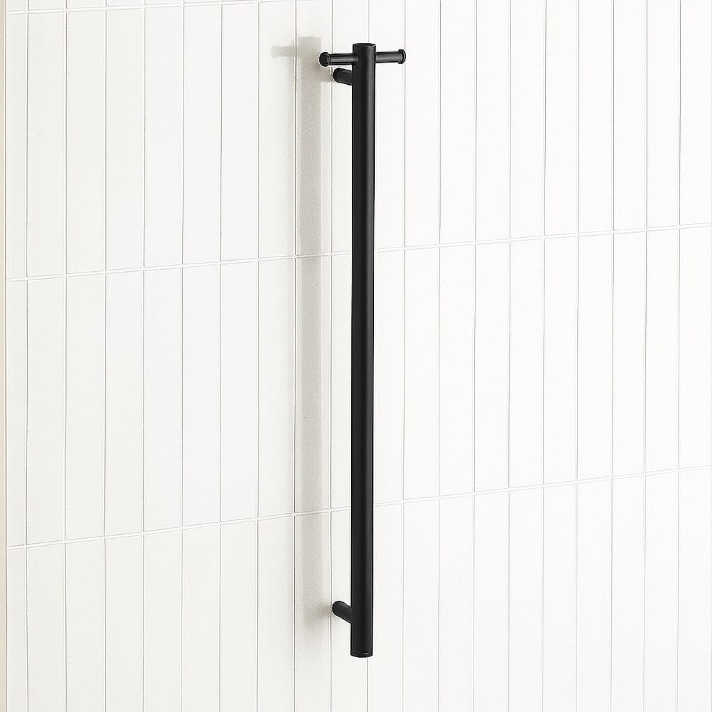 ORIO Round Vertical Heated Towel Rail Single Matte Black Heated Towel Rails Arova