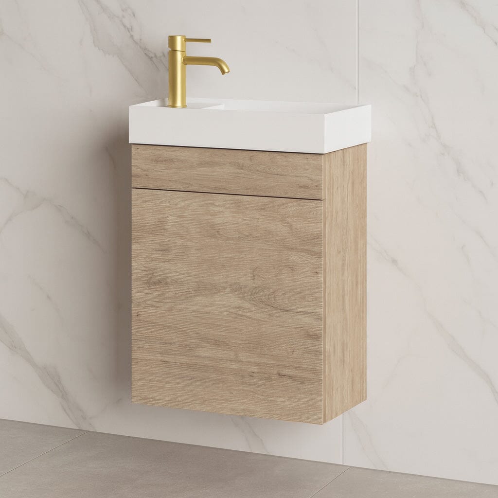 Petite Albany 390mm Oak Timber Small Bathroom Vanity Vanities Arova