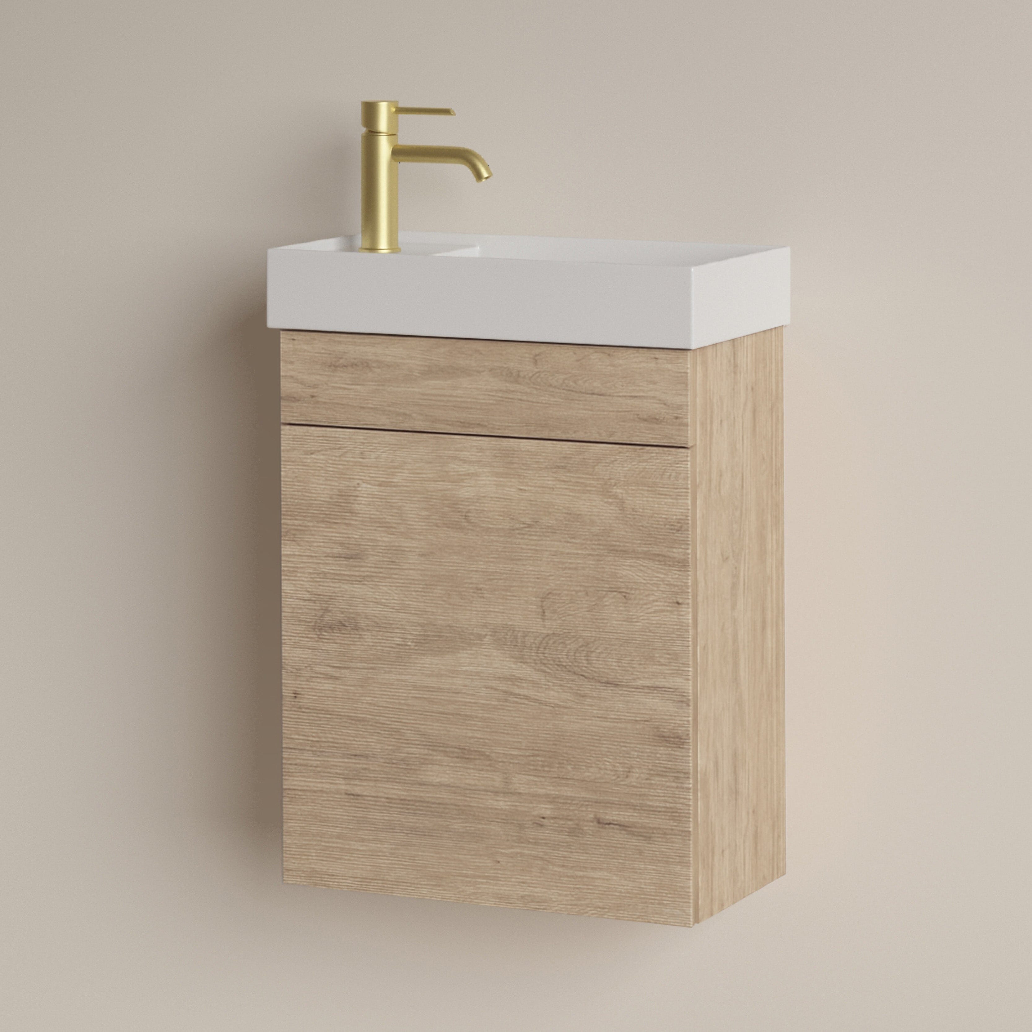 Petite Albany 390mm Oak Timber Small Bathroom Vanity Vanities Arova
