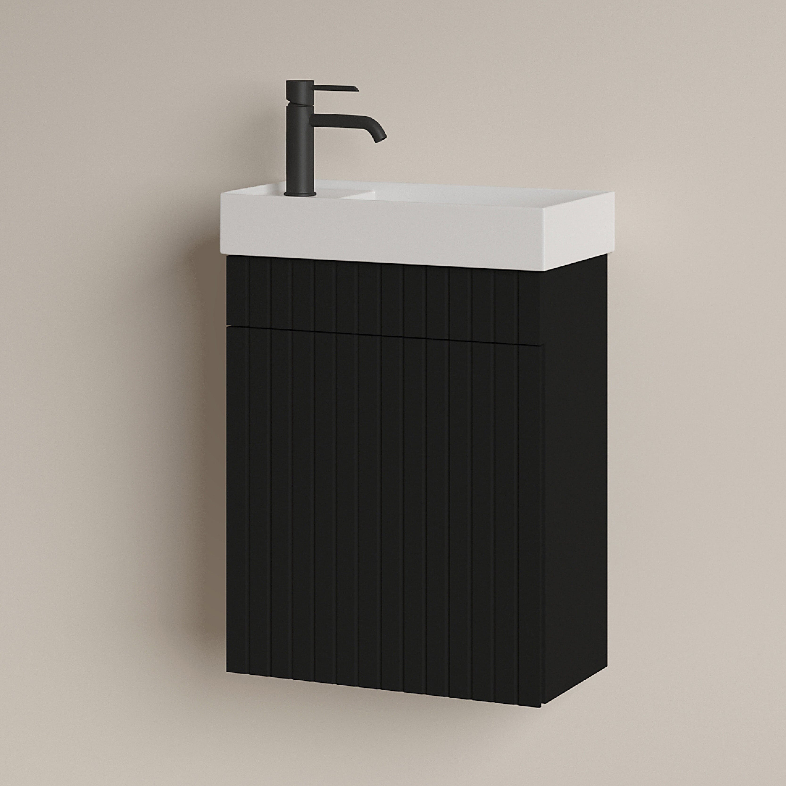 Petite Bronte 390mm Small Bathroom Vanity Matte Black Vanities Arova