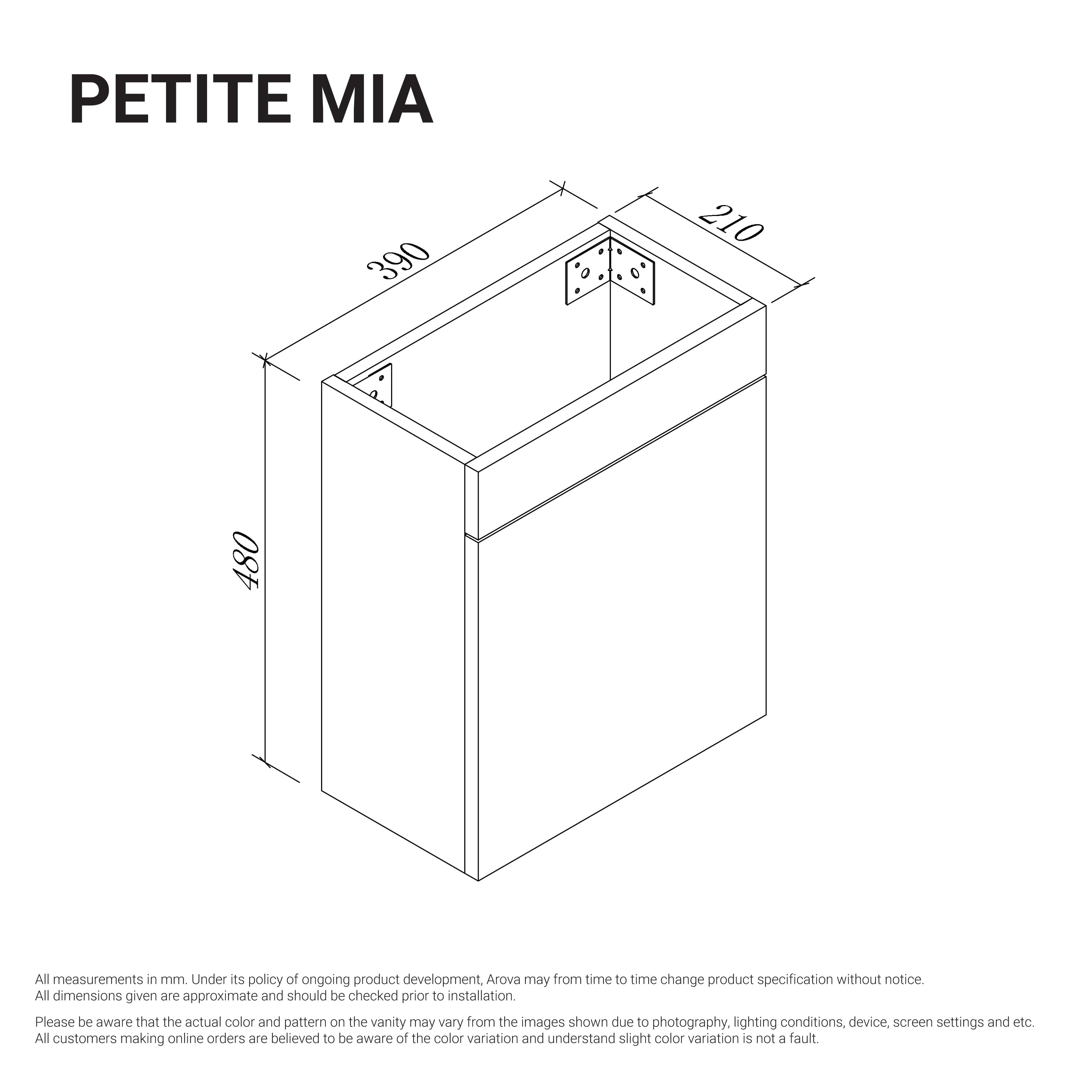 Petite Mia 390mm Small Bathroom Vanity Gloss White Vanities Arova