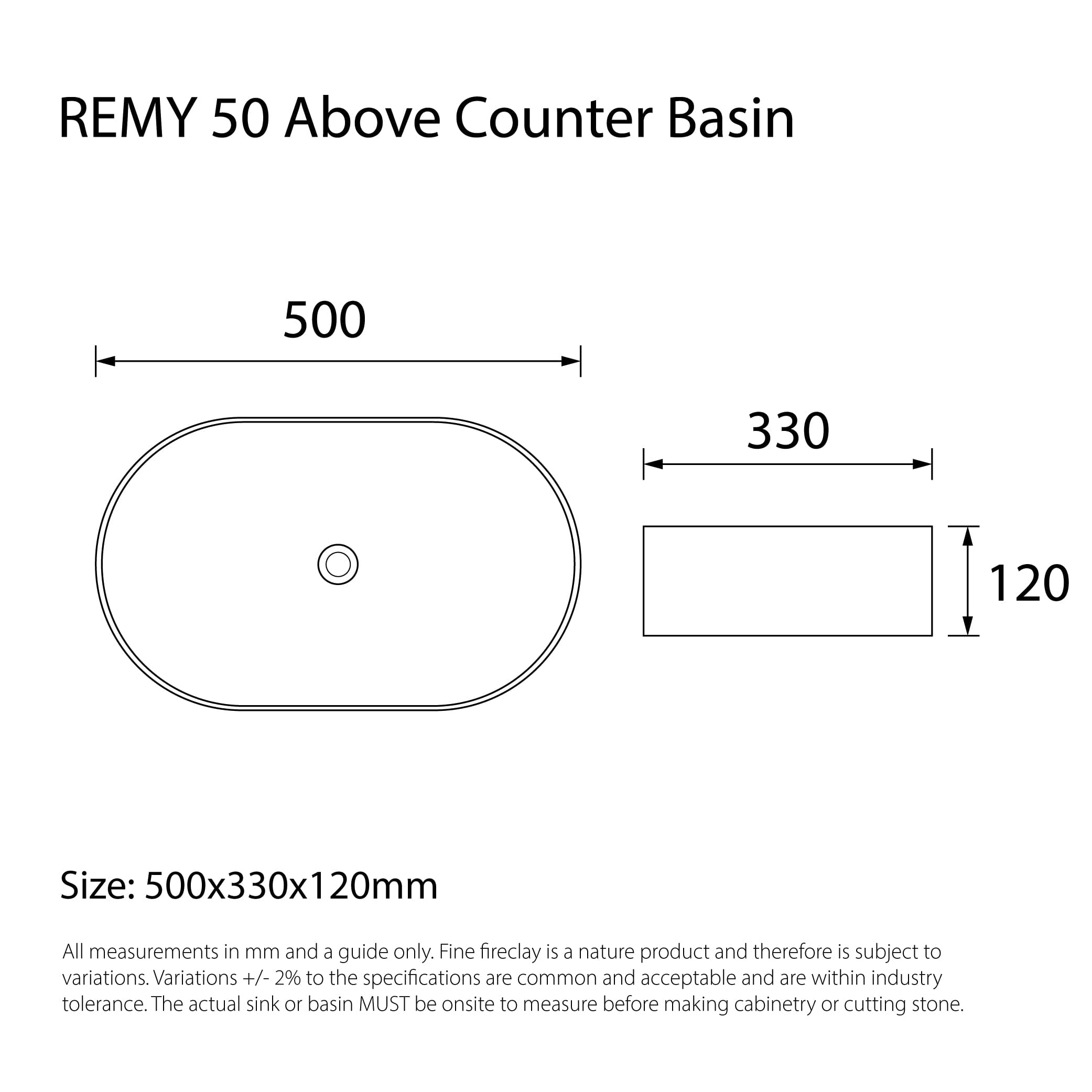 REMY 50 Above Counter Basin Matte Black Basins Arova
