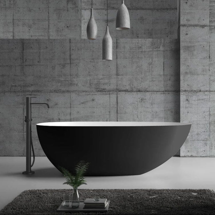 RUBI 1500mm Egg Shape Oval Freestanding Bath Black/White Baths AROVA Melbourne