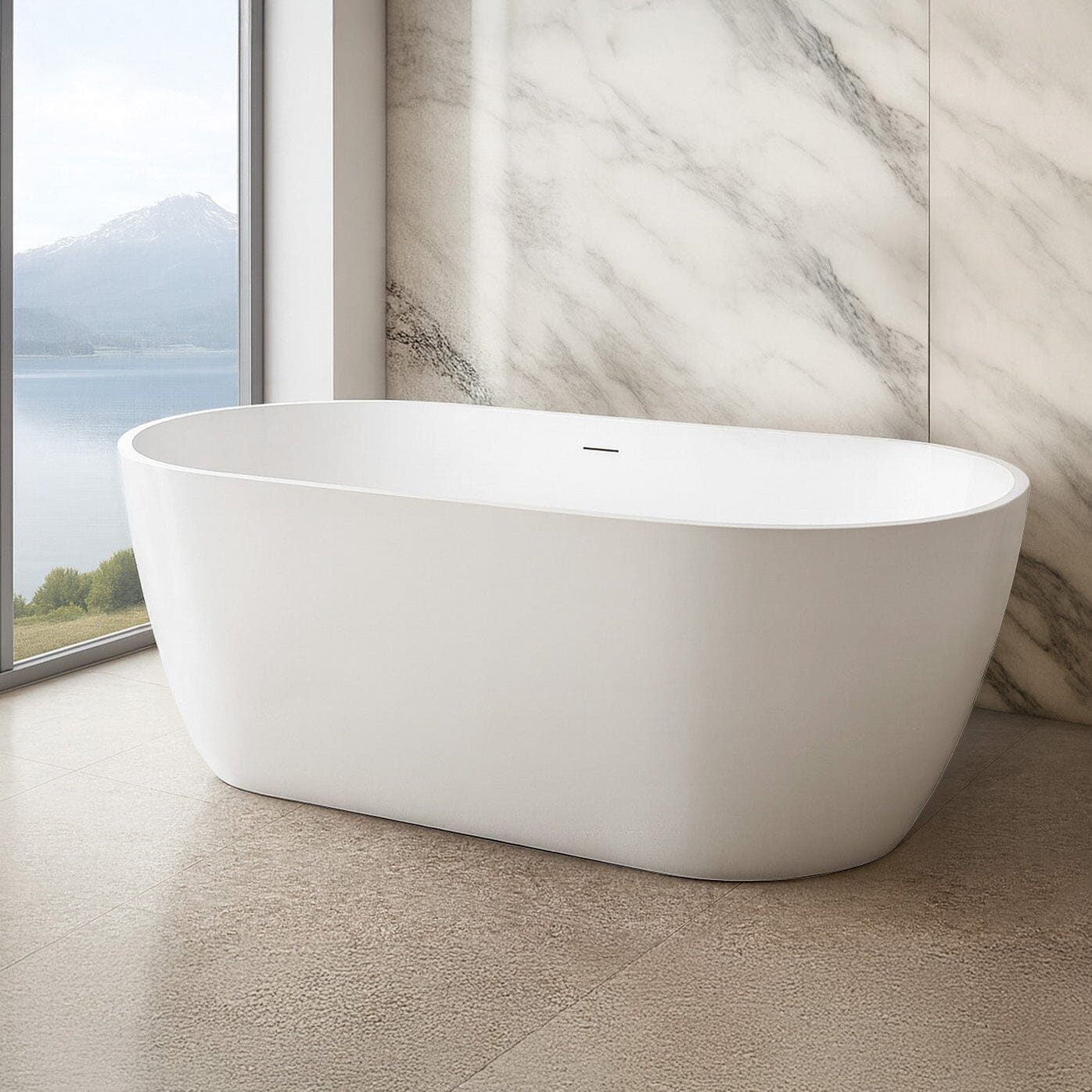 Sera 1700mm Freestanding Bath with Overflow Gloss White Baths Arova