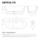 Sera 1700mm Oval Freestanding Bath with Overflow Gloss White Baths Arova