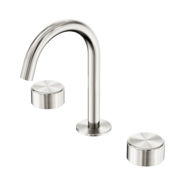 SERENITY BASIN SET ARC SPOUT WITH METAL HANDLE BRUSHED NICKEL 24D016BN Tapware Nero