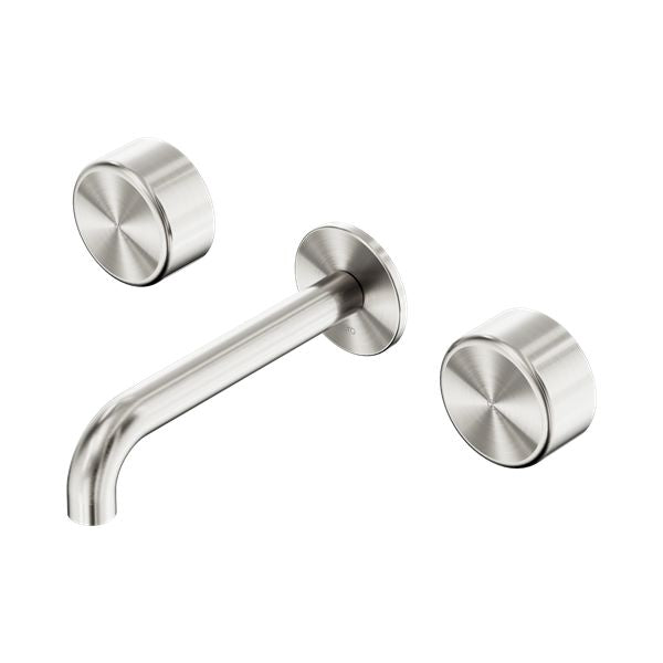 Serenity Wall Basin Set 160/185/220mm Spout With Metal Handle Brushed Nickel Tapware Nero 160mm
