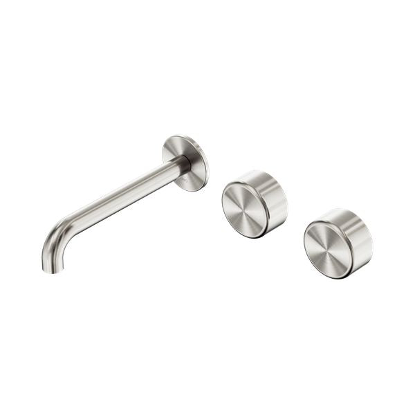 Serenity Wall Basin Set 160mm Offset Spout With Metal Handle Brushed Nickel Nero Tapware Nero 160mm