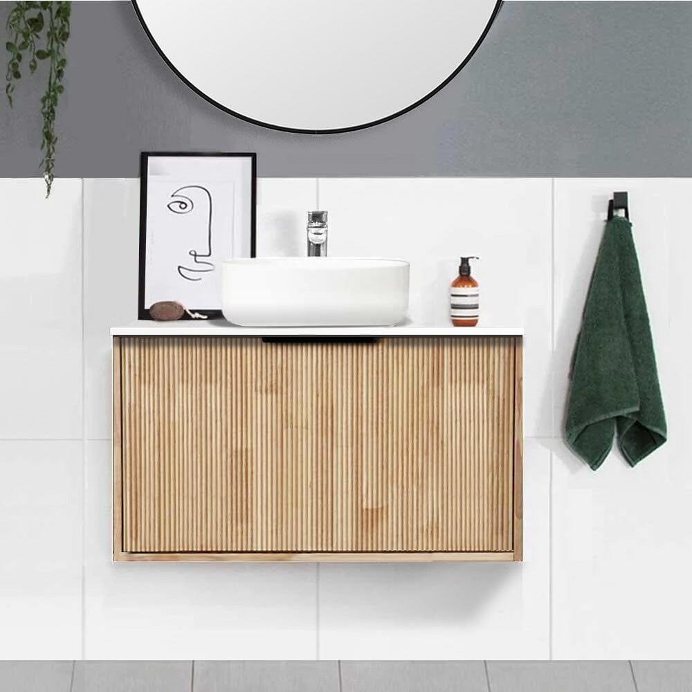 Somer 750mm Timber Wall Hung Bathroom Vanity + Luxe Stone Top AROVA