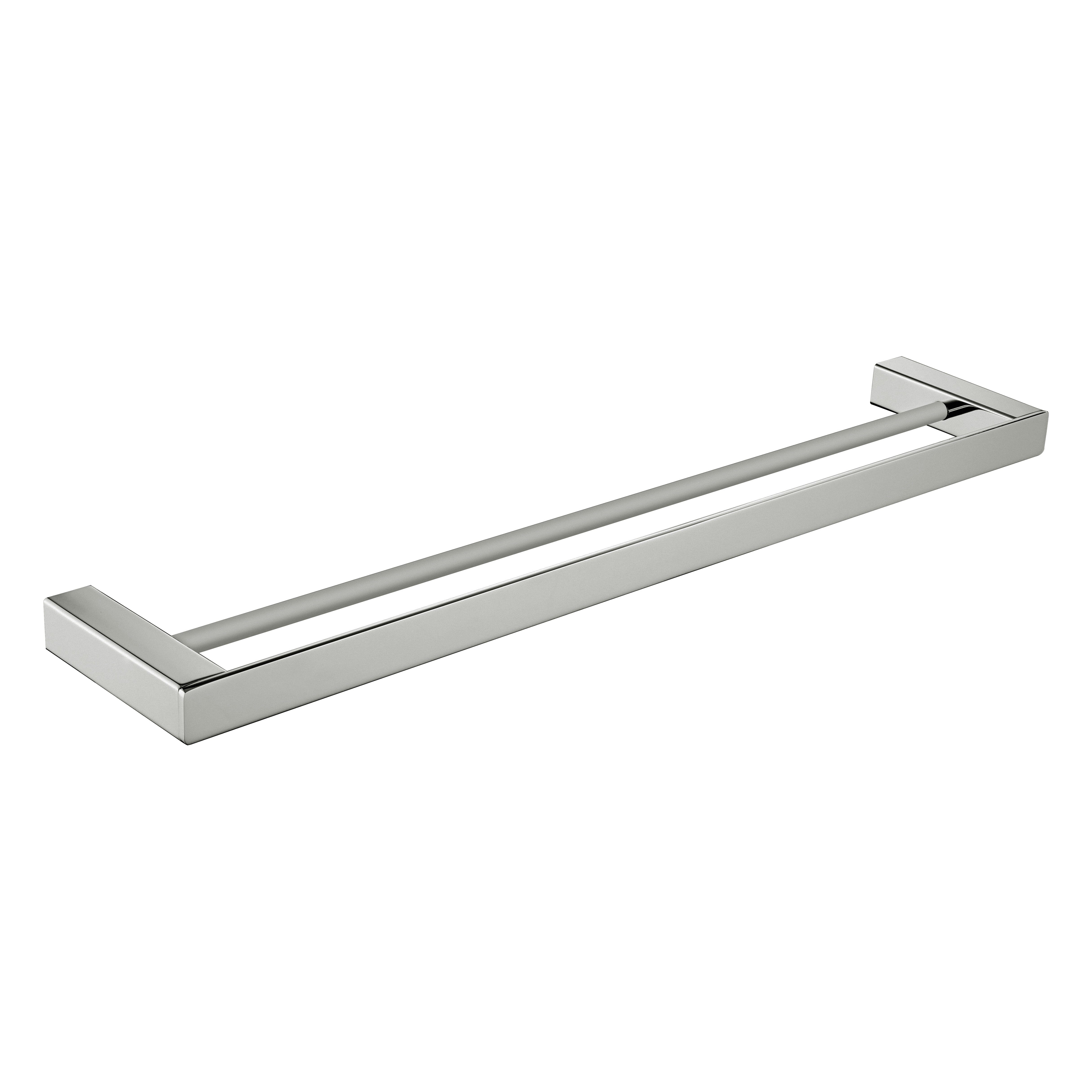 Viva Double Towel Rail 800mm Brushed Nickel Accessories Arova