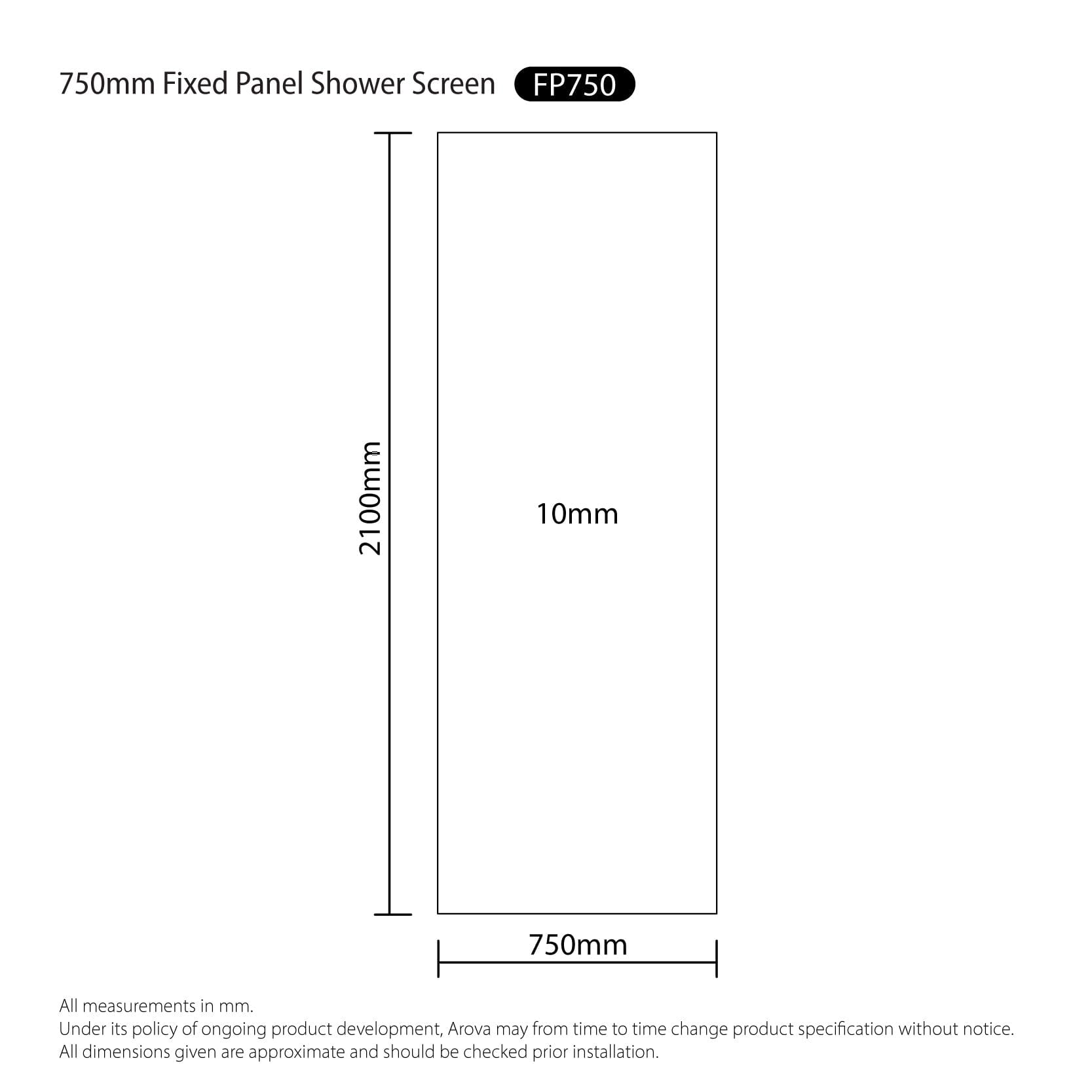 Walk in Shower Screen Set 750-1500mm Fully Frameless Shower Screens Arova