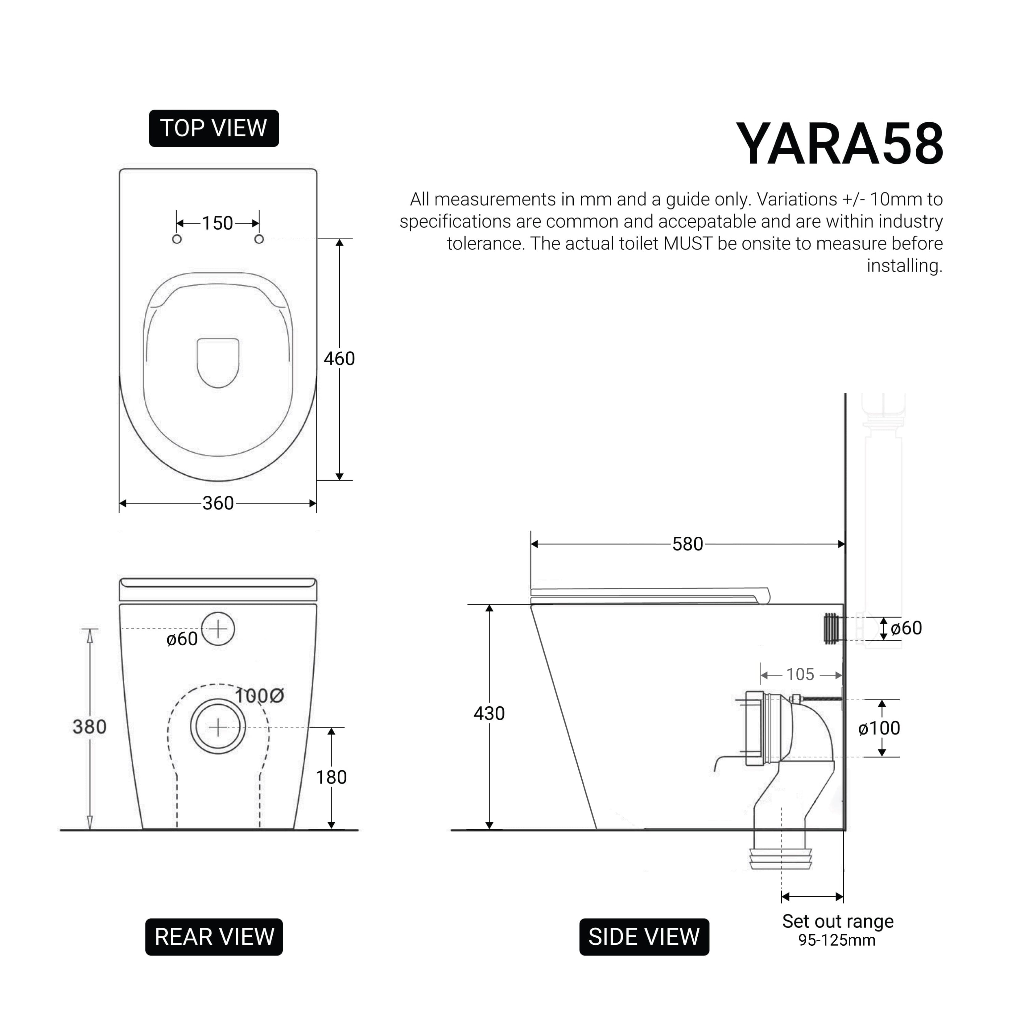 Yara58 Rimless Tornado Floor Mount Toilet Package - Geberit Sigma 8 Cistern & Round Button Toilets Arova