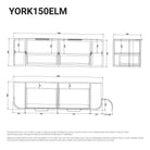 York 1500mm Curved Wall Hung Bathroom Vanity Timber Vanities Arova
