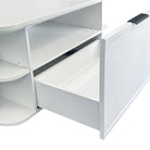 York 1500mm Curved Wall Hung Vanity Matte White Double Bowls Vanities Arova