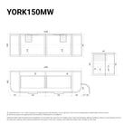 York 1500mm Curved Wall Hung Vanity Matte White Double Bowls Vanities Arova