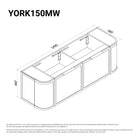 York 1500mm Curved Wall Hung Vanity Matte White Double Bowls Vanities Arova