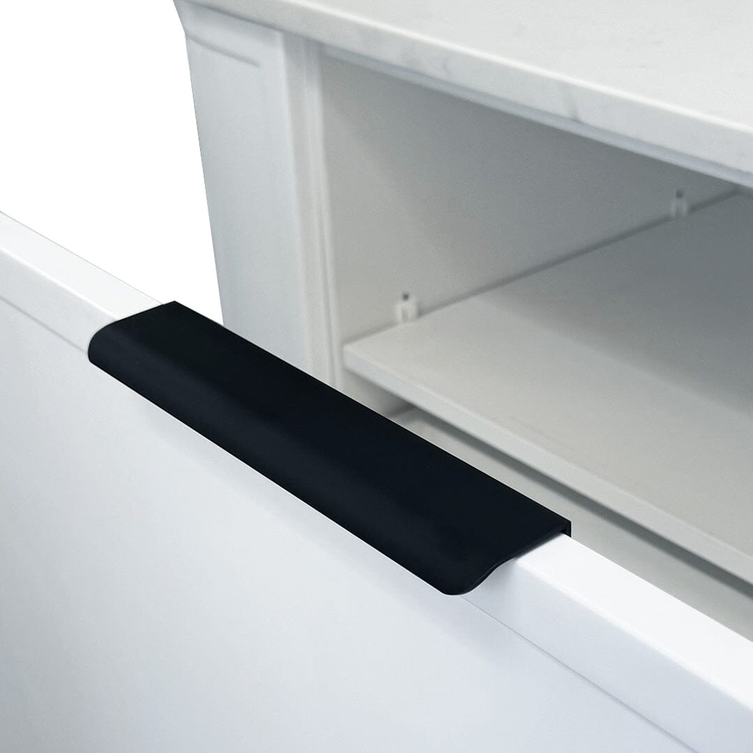 York 1500mm Curved Wall Hung Vanity Matte White + Luxe Stone Top Arova