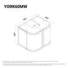 York 600mm Curved Wall Hung Vanity Matte White Vanities Arova