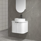 York 600mm Curved Wall Hung Vanity Matte White Vanities Arova