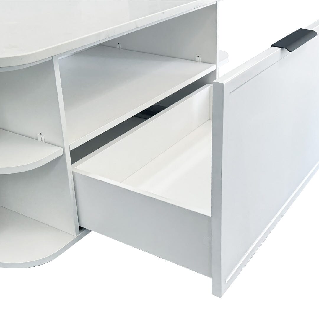 York 900mm Curved Wall Hung Vanity Matte White Vanities Arova