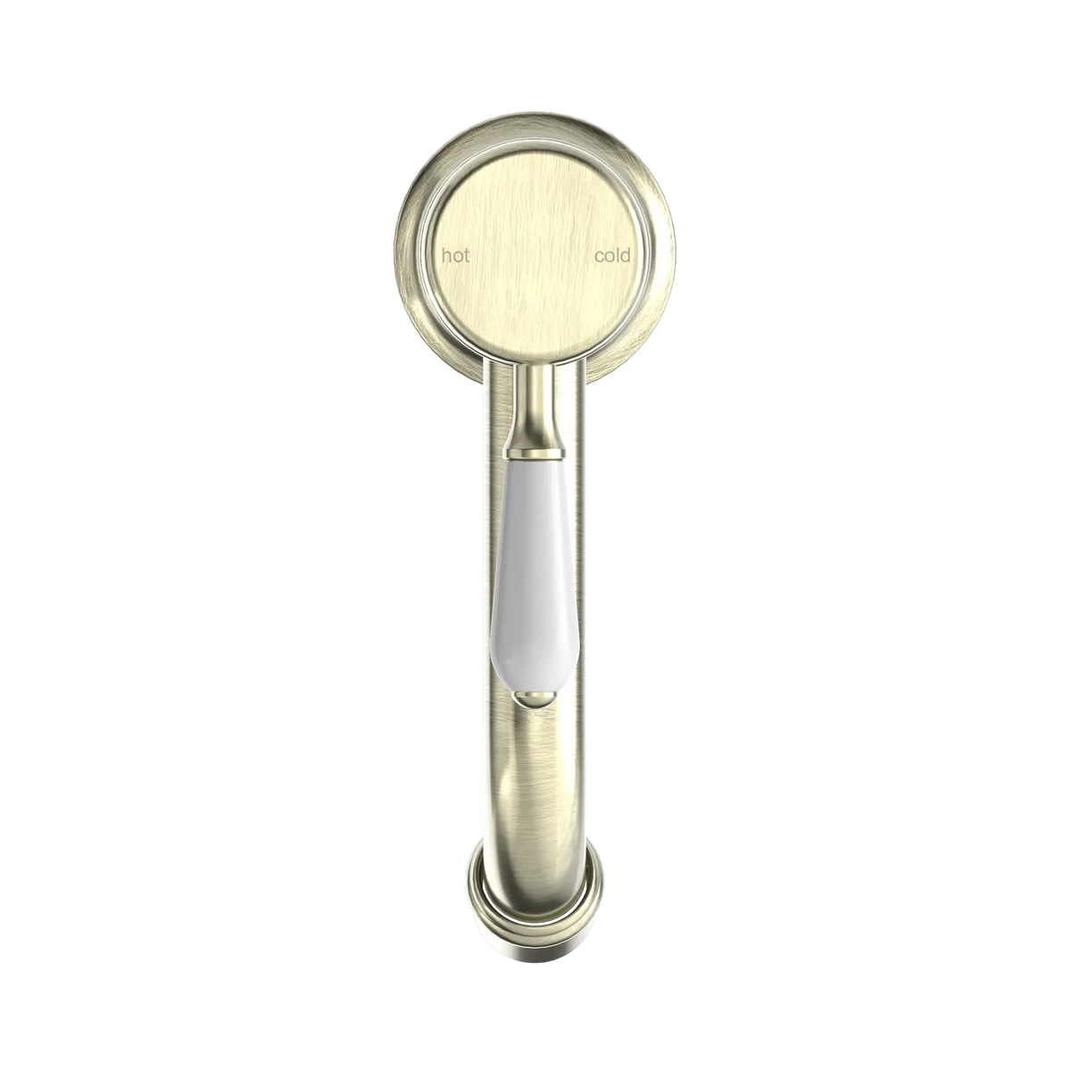 York Straight Basin Mixer With White Porcelain Lever Aged Brass Tapware Nero